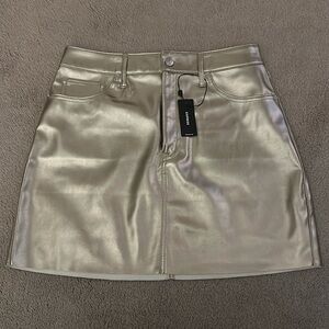 Express Gold Faux Leather Denim Style Skirt
